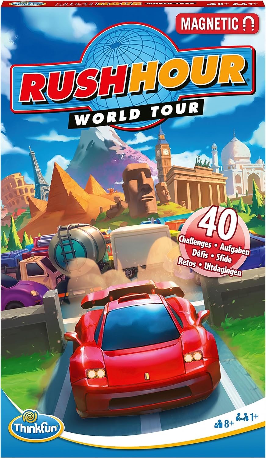 ThinkFun - 76544 - Rush Hour World Tour - Das magnetische Reise-Knobelspiel. Perfekt für die Reise und als Geschenk!: Das magnetische Reise-Knobelspiel