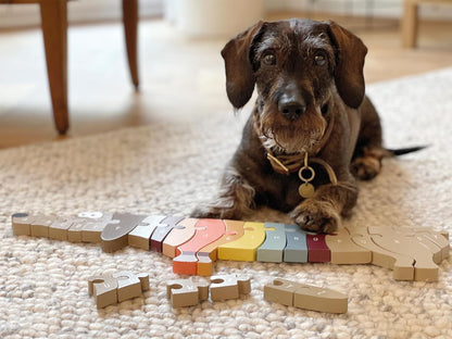 small foot Letters Dog made of wood, with 26 puzzle pieces for learning The ABCs, for ages 3+ years, 12413