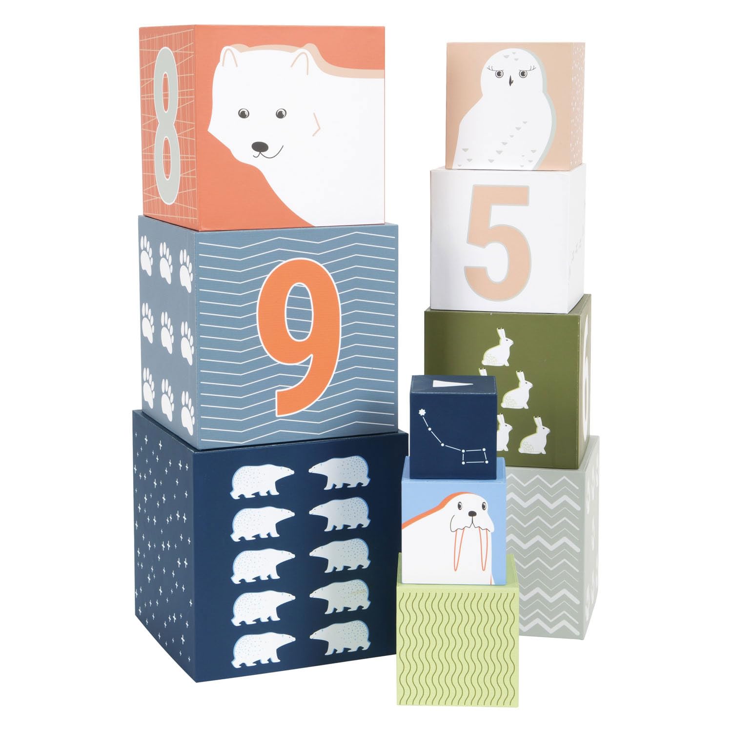 small foot Cubes Arctic, motor activity toy for stacking with polar motifs, for kids aged 12+ months, 12441