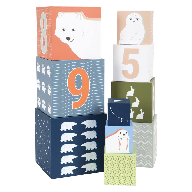 small foot Cubes Arctic, motor activity toy for stacking with polar motifs, for kids aged 12+ months, 12441