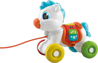 Clementoni- Along Pony Development & Activity Walker: First Steps Animal Push and Pull Toy for Learning and Motor Skills, Ideal for Toddlers (10+ Months)