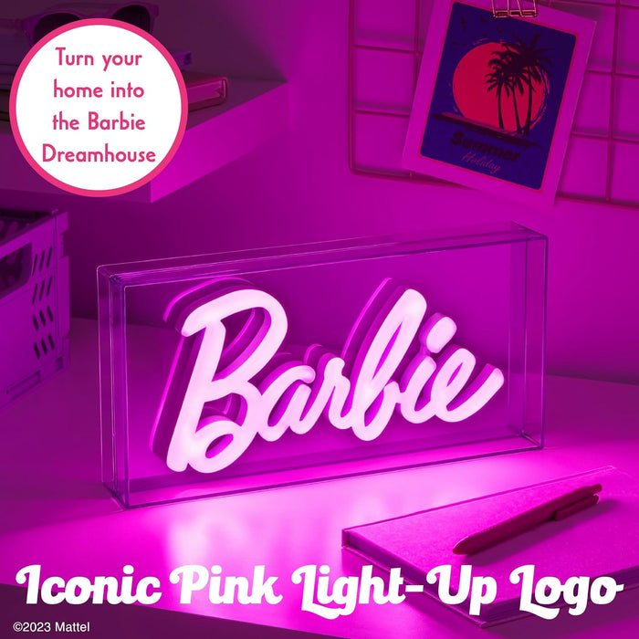 Barbie LED Neon Light - Officially Licensed Free Standing or Wall Mountable Pink Light Sign - Play Makeup Room Accessories & Decor for Bedroom| Paladone