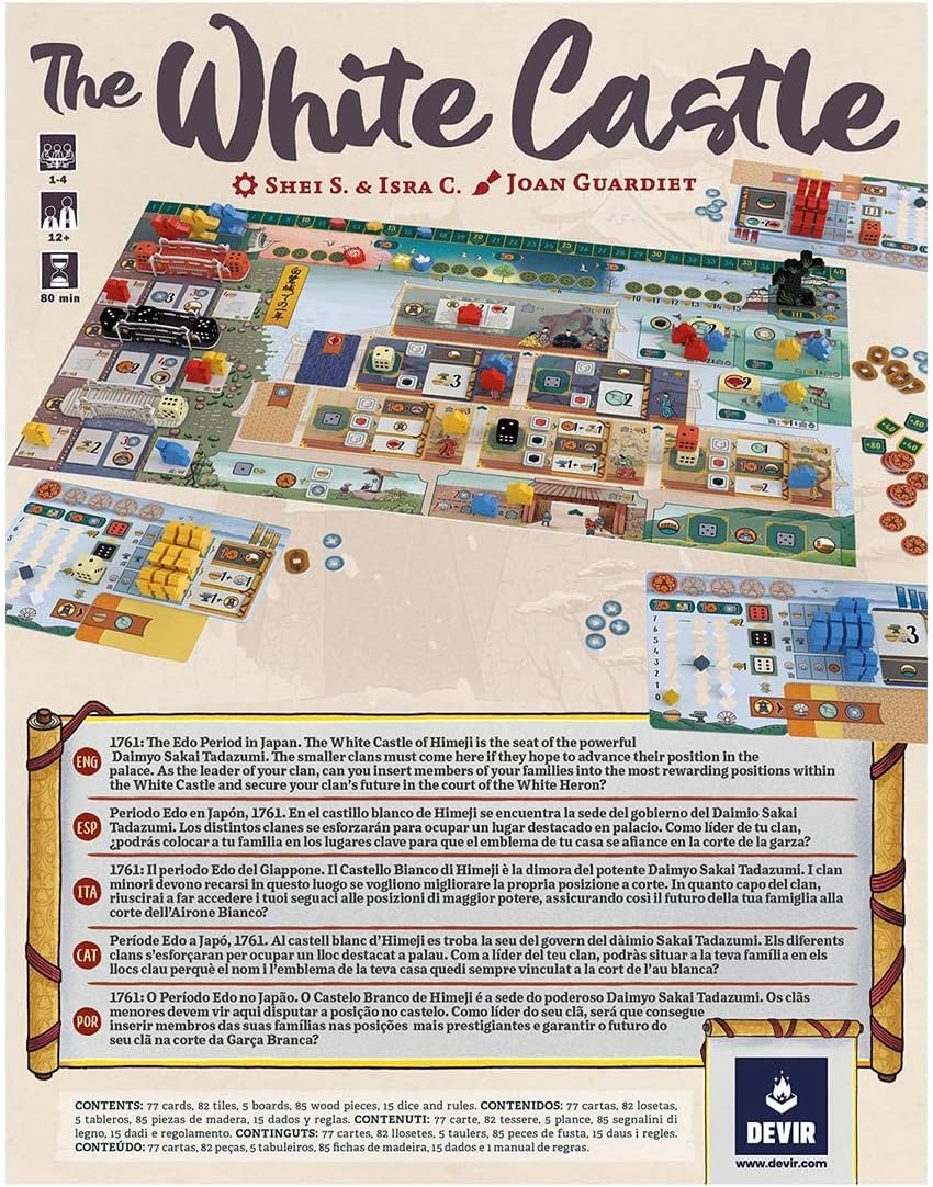 Devir - The White Castle, Juego de Mesa, Juego de Mesa de Estrategia, Juego de Mesa con Amigos de Ingenio, Juego Solitario, Edad +12 (BGWCML