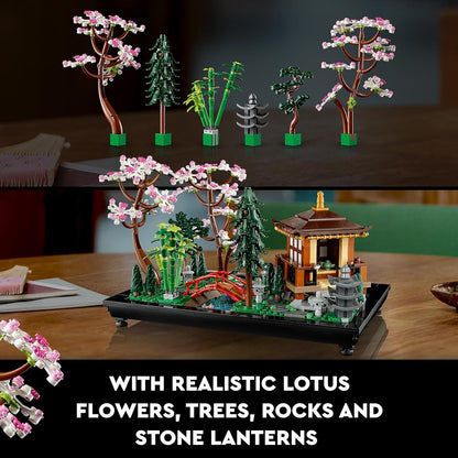 LEGO 10315 Icons Tranquil Garden, Botanical Zen Garden Kit for Adults with Lotus Flowers, Customisable Desk Decoration, Inspired by Japanese Traditions, Mindful Gardening Gift for Women, Men