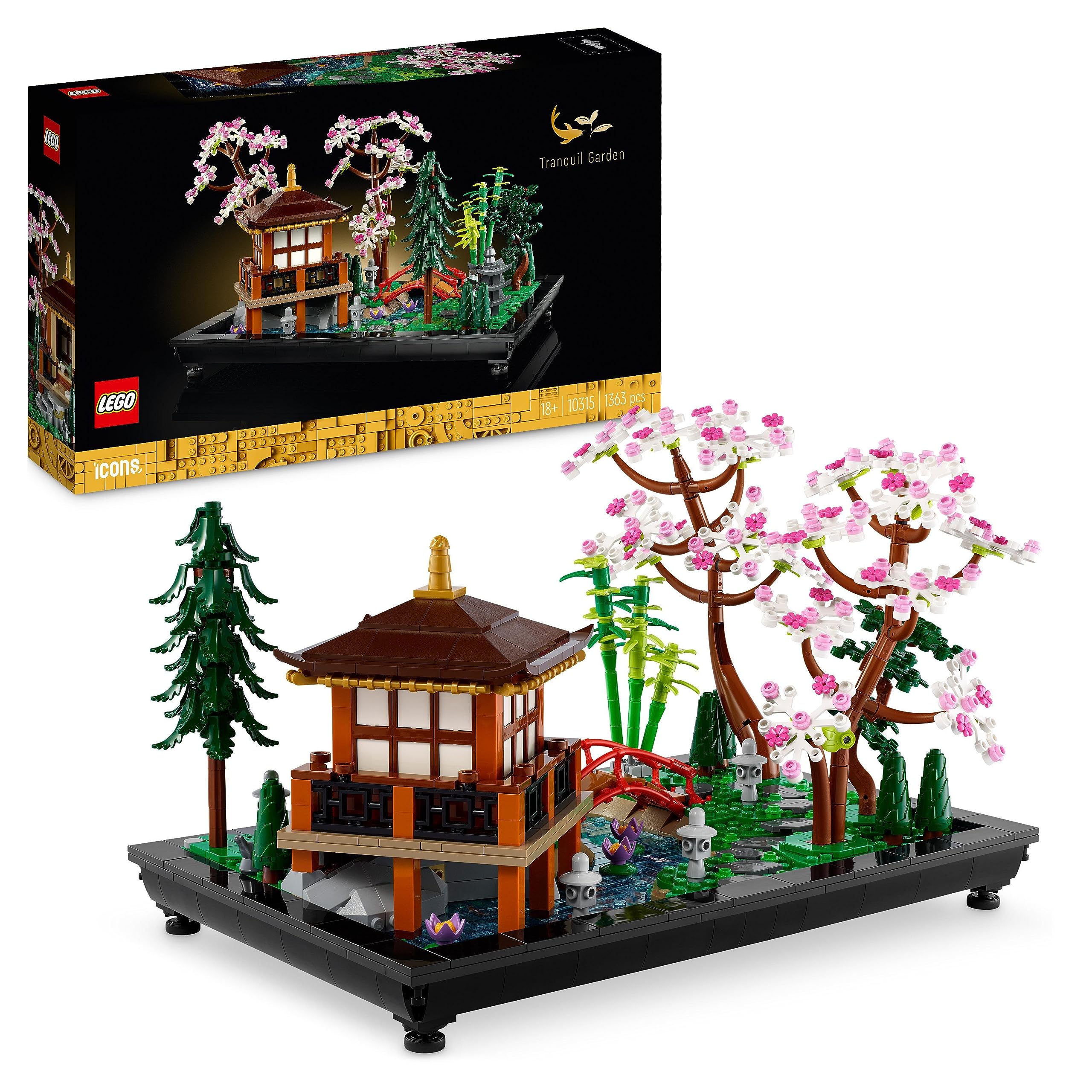 LEGO 10315 Icons Tranquil Garden, Botanical Zen Garden Kit for Adults with Lotus Flowers, Customisable Desk Decoration, Inspired by Japanese Traditions, Mindful Gardening Gift for Women, Men