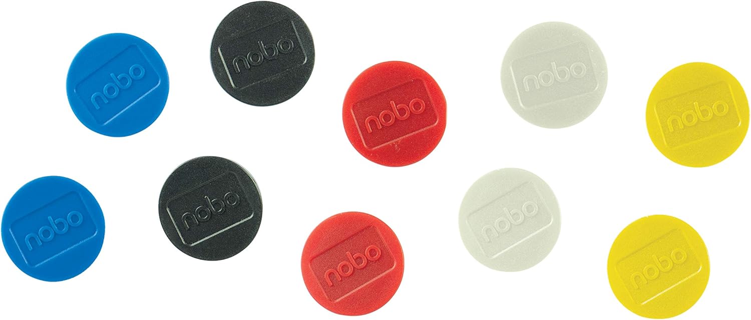 Nobo Magnetic Whiteboard Magnets, 38mm, Pack of 10, 1915318, Coloured
