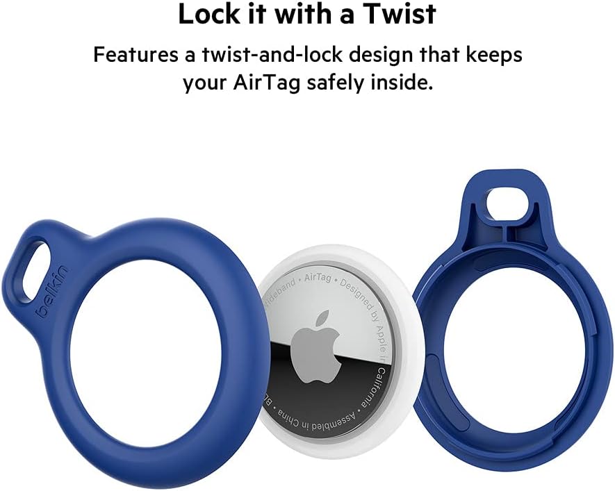 Belkin F8W974 AirTag Case with Strap (Secure Holder Protective Cover for Air Tag with Scratch Resistance Accessory) - Blue, Tag not included