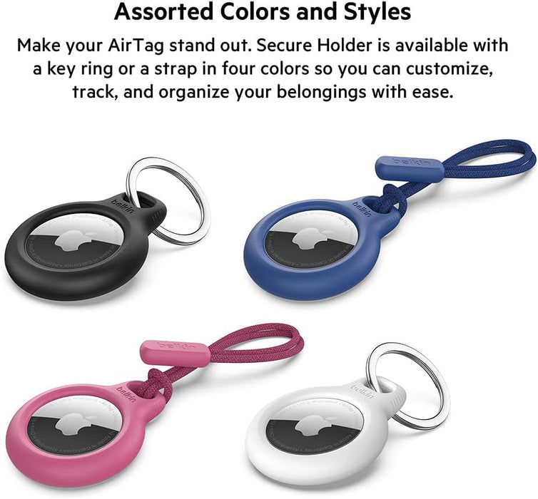 Belkin F8W974 AirTag Case with Strap (Secure Holder Protective Cover for Air Tag with Scratch Resistance Accessory) - Blue, Tag not included