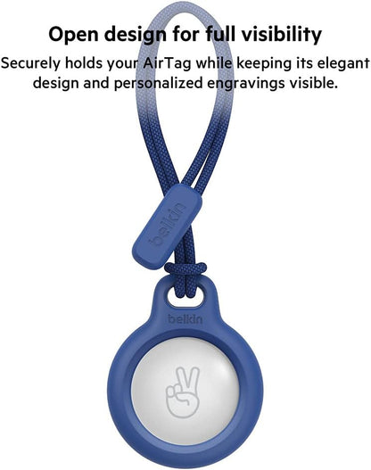 Belkin F8W974 AirTag Case with Strap (Secure Holder Protective Cover for Air Tag with Scratch Resistance Accessory) - Blue, Tag not included