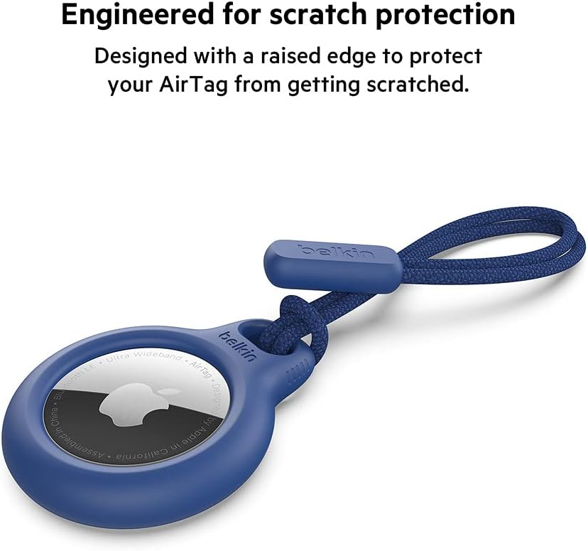 Belkin F8W974 AirTag Case with Strap (Secure Holder Protective Cover for Air Tag with Scratch Resistance Accessory) - Blue, Tag not included