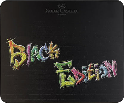 Faber-Castell Black Edition 116490 Colouring Pencils, 100 Metal Case, Shatterproof, for Children and Adults
