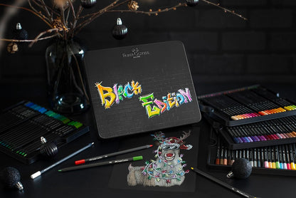 Faber-Castell Black Edition 116490 Colouring Pencils, 100 Metal Case, Shatterproof, for Children and Adults