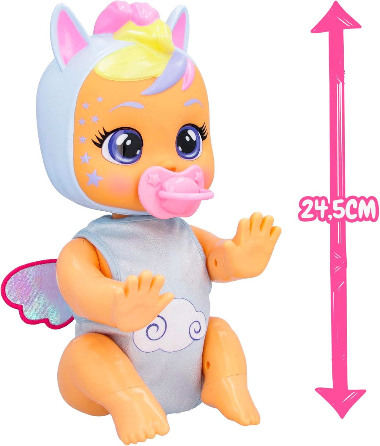 Cry Babies Crawling Jenna, Bambola Interattiva Crawling Jenna Gattona Davvero e Riproduce Realistici Suoni di Bebè Piange Lacrime Vere Quando Perde il Ciuccio, Giocattolo Bambine e Bambini +18 Mesi