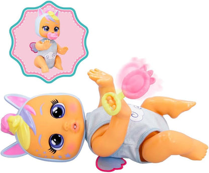 Cry Babies Crawling Jenna, Bambola Interattiva Crawling Jenna Gattona Davvero e Riproduce Realistici Suoni di Bebè Piange Lacrime Vere Quando Perde il Ciuccio, Giocattolo Bambine e Bambini +18 Mesi