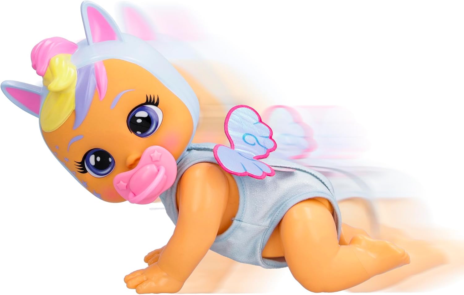 Cry Babies Crawling Jenna, Bambola Interattiva Crawling Jenna Gattona Davvero e Riproduce Realistici Suoni di Bebè Piange Lacrime Vere Quando Perde il Ciuccio, Giocattolo Bambine e Bambini +18 Mesi