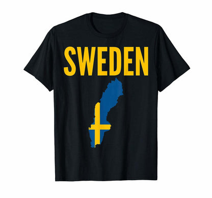 T-Shirts Schwedisch Geschenk T Shirt Schweden Karte Land L Schwarz