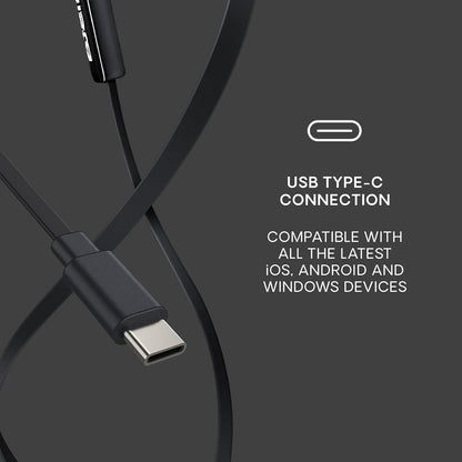 Urbanista Wired Earbuds, Tangle Free USB C Earphones Wired Call-Handling with Microphone, USB Type C Headphones Wired Stereo Input, Button Input with Voice Assistant, San Francisco, Black