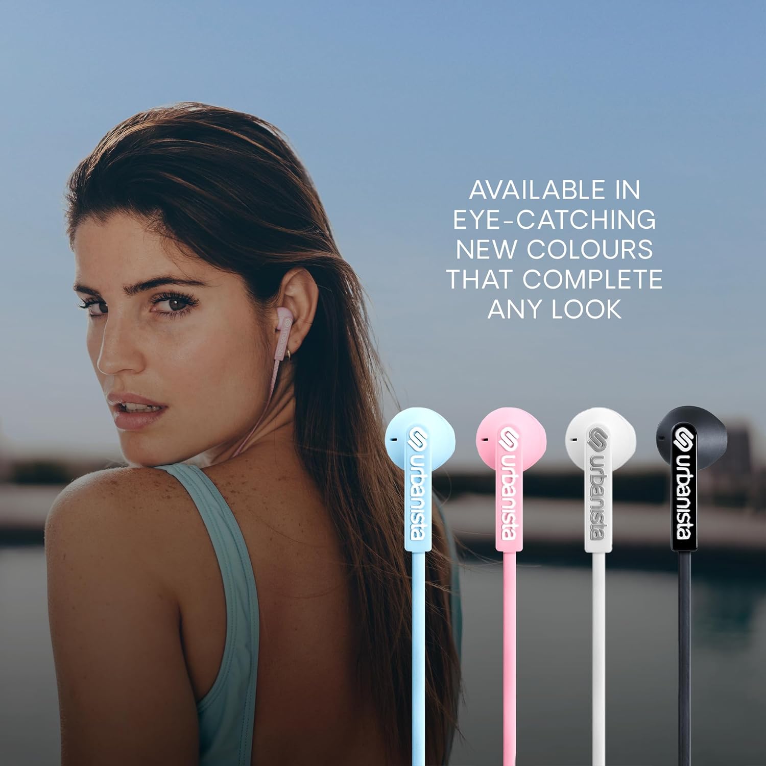 Urbanista Wired Earbuds, Tangle Free USB C Earphones Wired Call-Handling with Microphone, USB Type C Headphones Wired Stereo Input, Button Input with Voice Assistant, San Francisco, Black