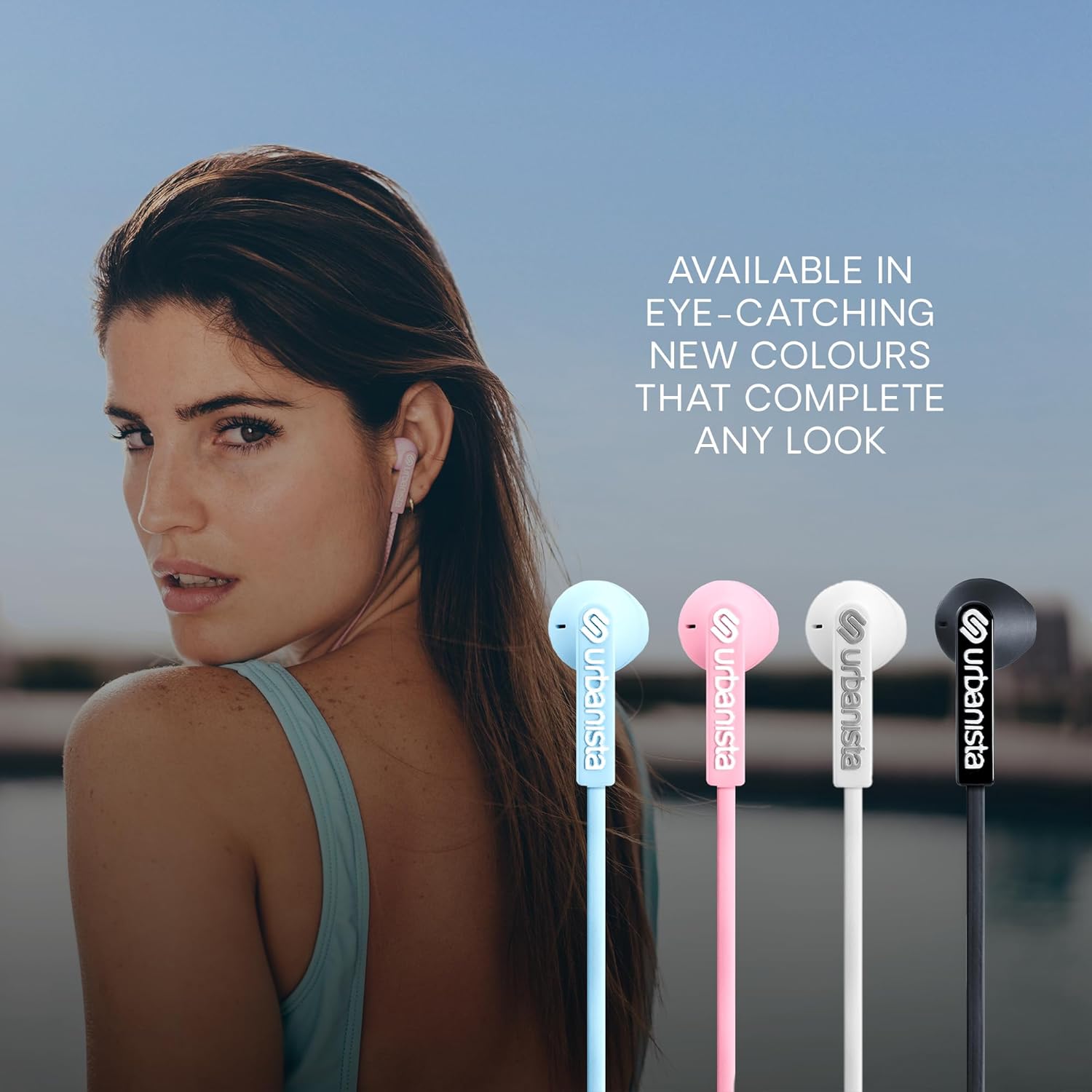Urbanista Wired Earbuds, Tangle Free USB C Earphones Wired Call-Handling with Microphone, USB Type C Headphones Wired Stereo Input, Button Input with Voice Assistant, San Francisco, Blue