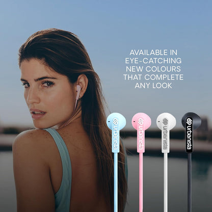 Urbanista Wired Earbuds, Tangle Free USB C Earphones Wired Call-Handling with Microphone, USB Type C Headphones Wired Stereo Input, Button Input with Voice Assistant, San Francisco, Pink
