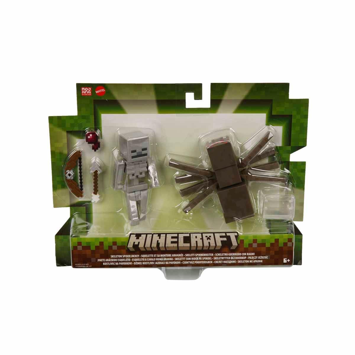 Mattel Minecraft Speelgoed Actiefiguur van ruim 8 cm, set van 2, 2 figuren en 2 accessoires, verzamelspeelgoed, cadeau voor kinderen HLB29