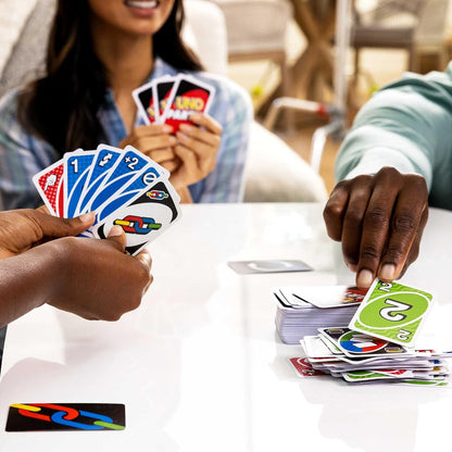 Mattel Games Juego de Cartas UNO Party! Juego de Mesa Familiar para Grupos Grandes, niños, niñas y Adultos +7 años (Mattel HMY49