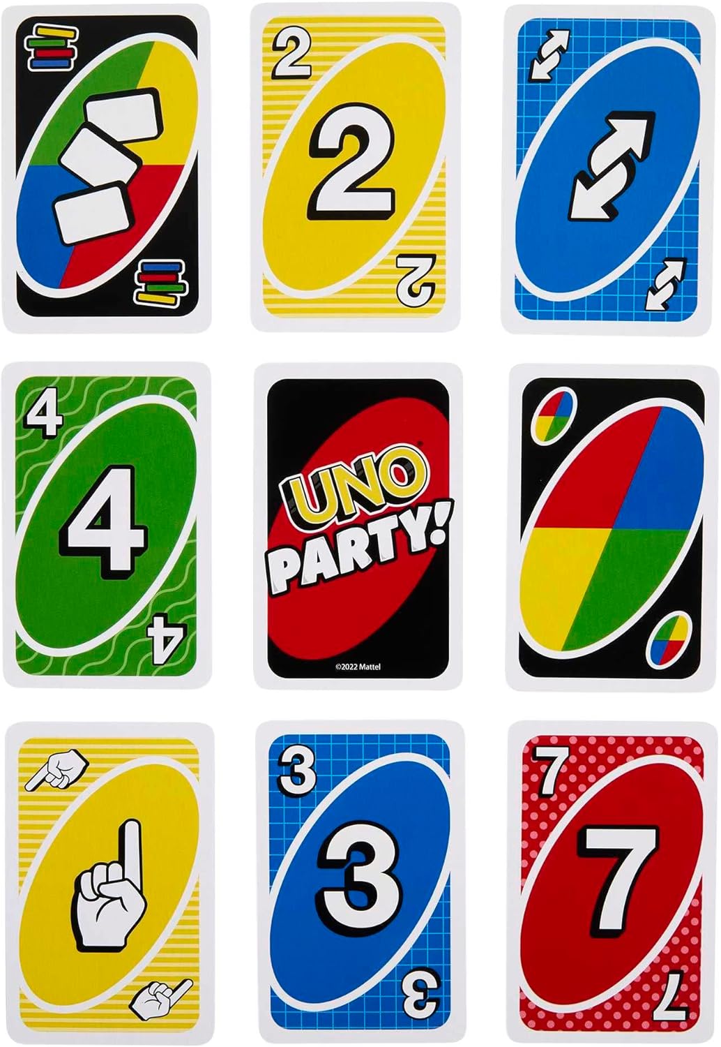 Mattel Games Juego de Cartas UNO Party! Juego de Mesa Familiar para Grupos Grandes, niños, niñas y Adultos +7 años (Mattel HMY49