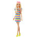 Barbie Doll, Kids Toys and Gifts, Blonde with Braces and Rainbow Dress, Barbie Fashionistas, Clothes and Accessories, HPF73 Stripey Dress