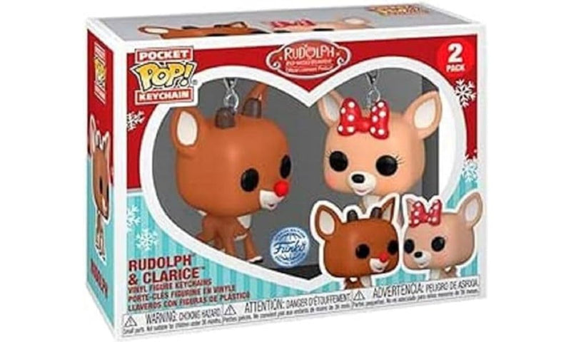 Funko POP! Keychain: Rudolph - 2 Pack Rudolph & Clarice - Rudolph the Red-Nosed Reindeer - Collectable Vinyl Mini Figure Novelty Keyring - Stocking Filler - Gift Idea - Official Merchandise