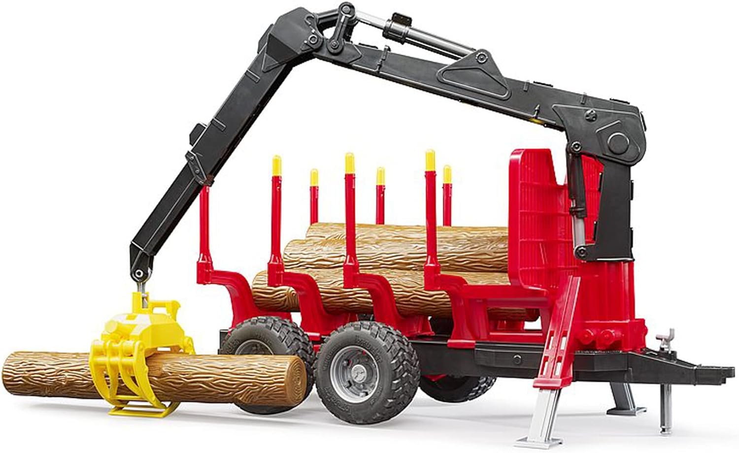 Forestry Trailer with Loading Crane, Grab and 4 Trunks