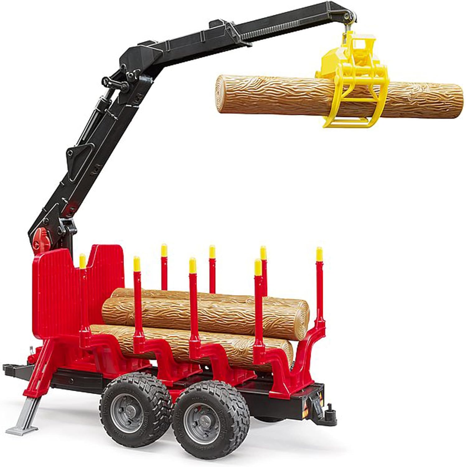 Forestry Trailer with Loading Crane, Grab and 4 Trunks