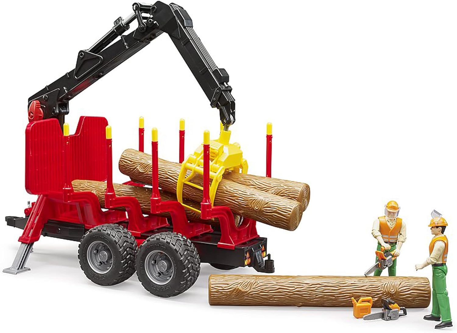Forestry Trailer with Loading Crane, Grab and 4 Trunks