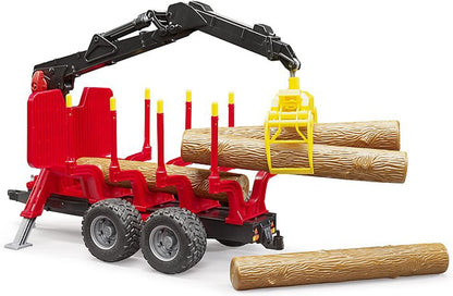 Forestry Trailer with Loading Crane, Grab and 4 Trunks