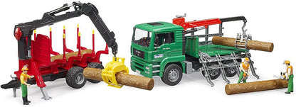 Forestry Trailer with Loading Crane, Grab and 4 Trunks