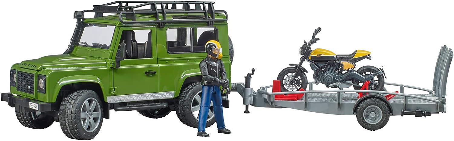 Bruder 2589 Other License 02589 Land Rover Defender with Trailer and Scrambler Ducati Full Throttle