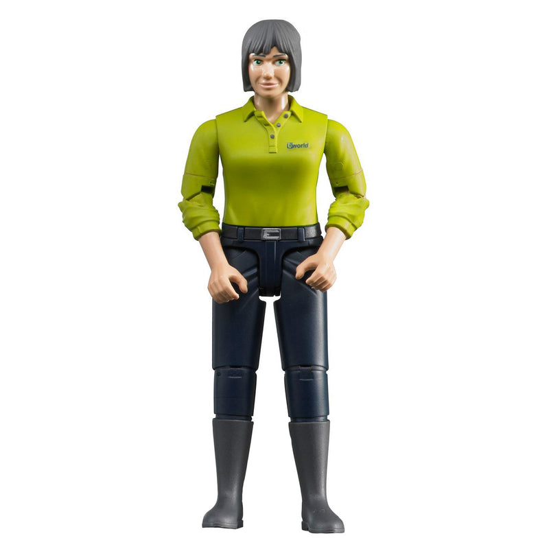 Woman with Dark Blue Trousers and Boots Green/Dark Blue Light Skin