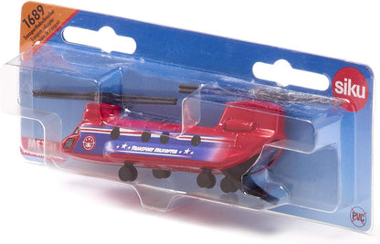 siku 1689, Transport Helicopter, Red/Blue, Metal/Plastic, Folding rotors