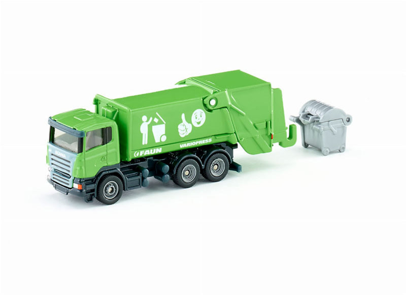 siku 1890, Bin Lorry, 1:87, Metal,Plastic, Green, Tiltable collecting area, Large accessory waste bin