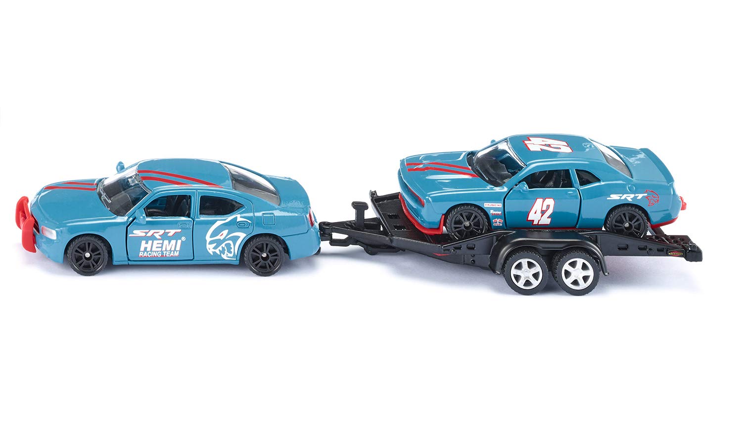 siku 2565, Dodge Charger with Dodge Challenger SRT Racing, Sky Blue, Metal/Plastic, 1:55, Functional doors Dodge Charger + Dodge Challenger SRT Racing
