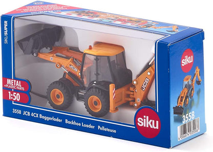 siku 3558, JCB 4CX Backhoe Loader, 1:50, Metal/Plastic, Yellow, Multifunctional, Can be combined with siku models of the same scale JCB 4CX Digger Loader