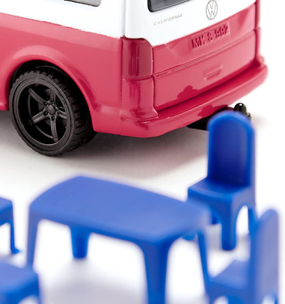 siku 1922, VW T6 California Camper, 1:50, Metal/Plastic, Red/White, Chairs, stool and folding roof