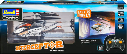 Revell Control 23817 Helicóptero a Control Remoto Interceptor Sensor anticolisión con Control preciso de 2,4 GHz, despegue y Aterrizaje con un Empuje, giroscopio de 6 Ejes, 3 Canales, Cuchillas de