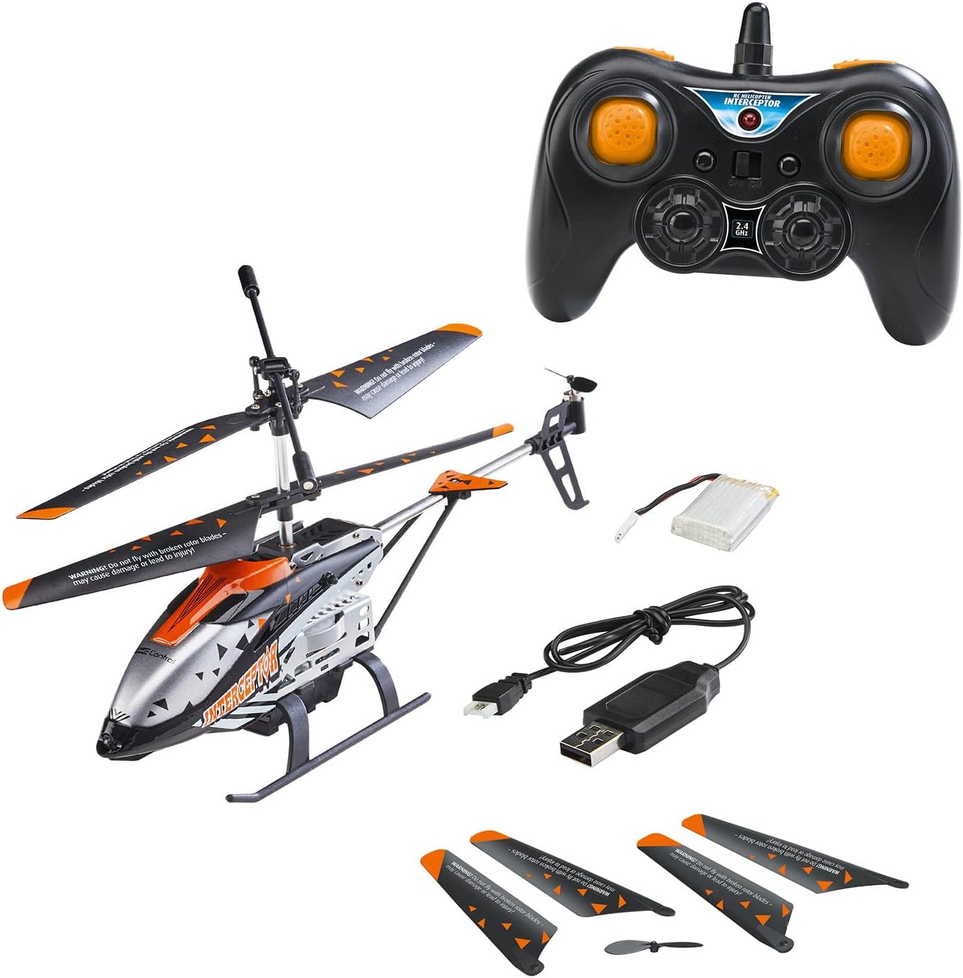 Revell Control 23817 Helicóptero a Control Remoto Interceptor Sensor anticolisión con Control preciso de 2,4 GHz, despegue y Aterrizaje con un Empuje, giroscopio de 6 Ejes, 3 Canales, Cuchillas de