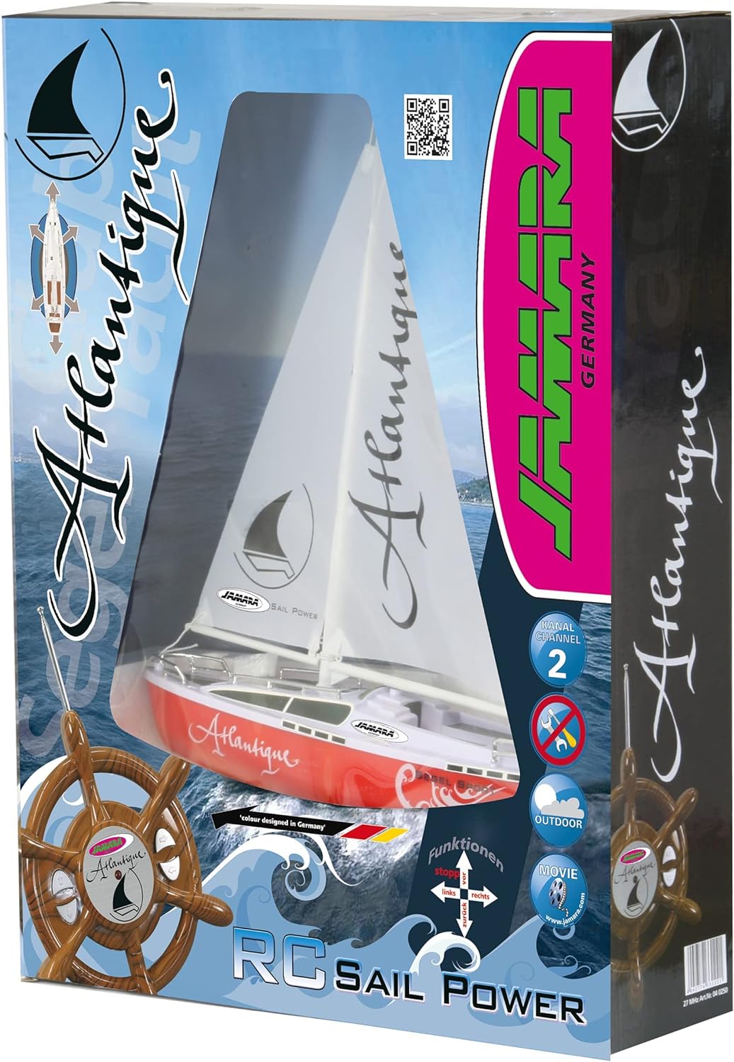 Jamara 40250 Atlantique 2CH RTR Sailing Boat, 27 MHz, Multi Color