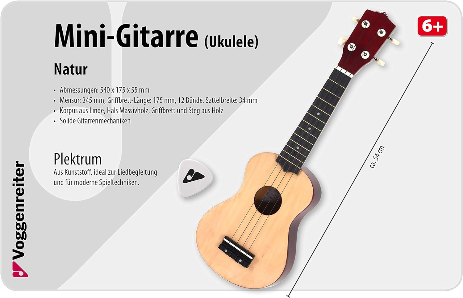 Mini-Gitarre Holz NATUR Ukulele