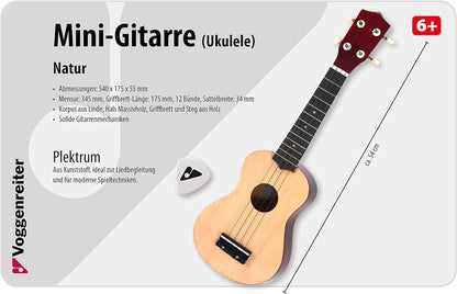 Mini-Gitarre Holz NATUR Ukulele