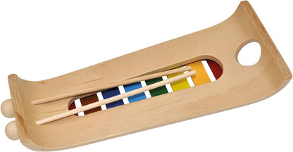 Voggenreiter The Beautiful Glockenspiel xylophone percussion instrument in C major (beech wood, 8 metal bars, practical finger hole, diatonic, incl. 2 wooden mallets), brown / multicolor