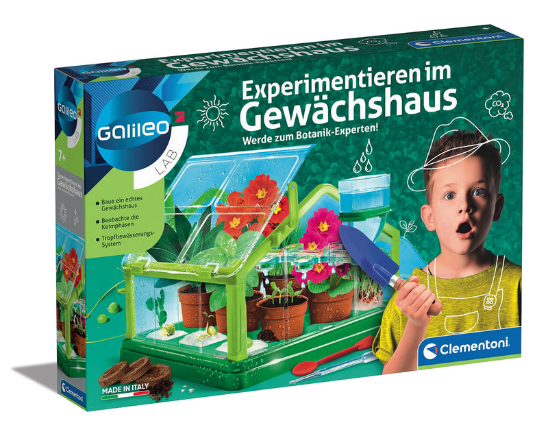 CLEMENTONI 59081 Galileo Growhouse Experiment Set, Multicoloured, 7 x 45,1 x 31,1 cm Experimenting in the greenhouse
