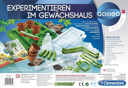 CLEMENTONI 59081 Galileo Growhouse Experiment Set, Multicoloured, 7 x 45,1 x 31,1 cm Experimenting in the greenhouse