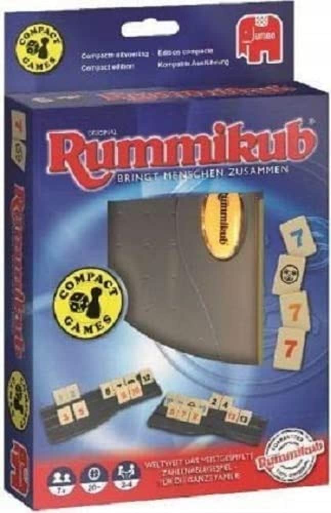 Jumbo Spiele Original Rummikub Kompakt Spiel - der Spieleklassiker als Reise-Edition - Gesellschaftsspiel für die ganze Familie, 7 Jahre+ Travel